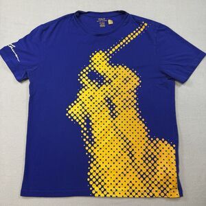 Polo Ralph Lauren Blue Yellow Polo Player Graphic T-Shirt Size M